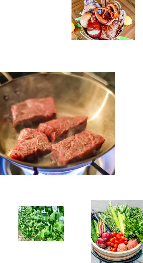 パン、お肉、無農薬野菜